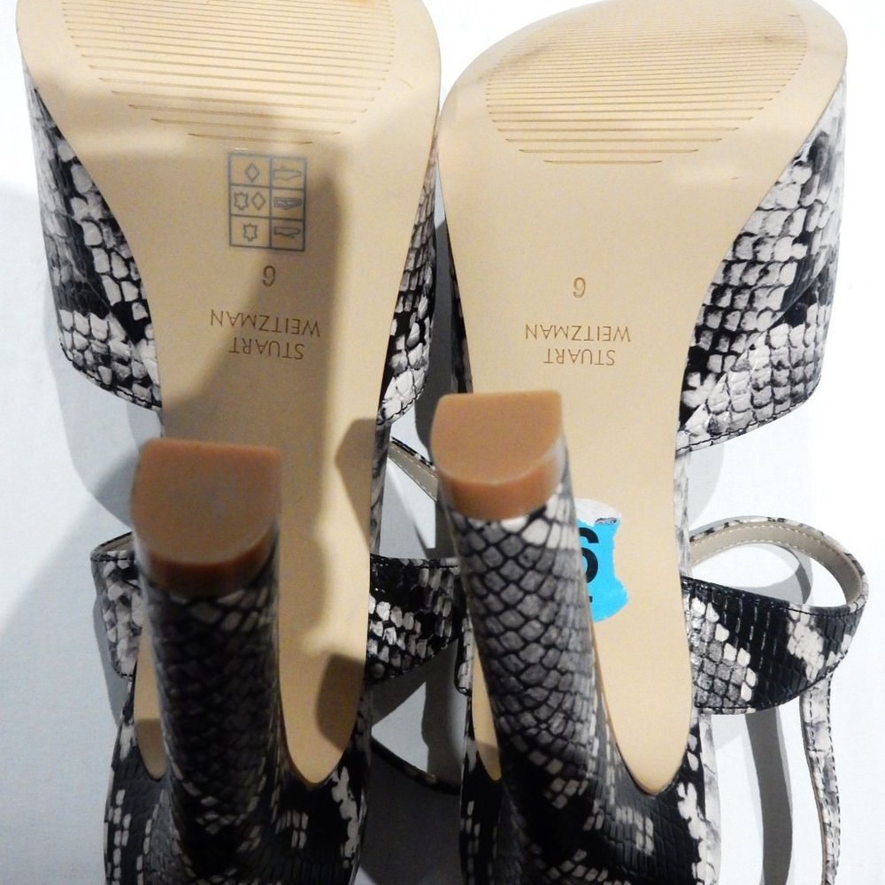 Stuart Weitzman Black / Beige Python Embossed Pla… - image 4